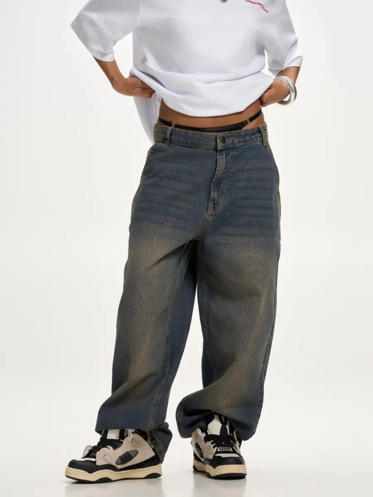 Keng jinsi shimlar y2k baggi oversize sk8 UNI