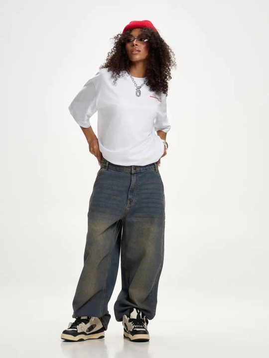 Keng jinsi shimlar y2k baggi oversize sk8 UNI