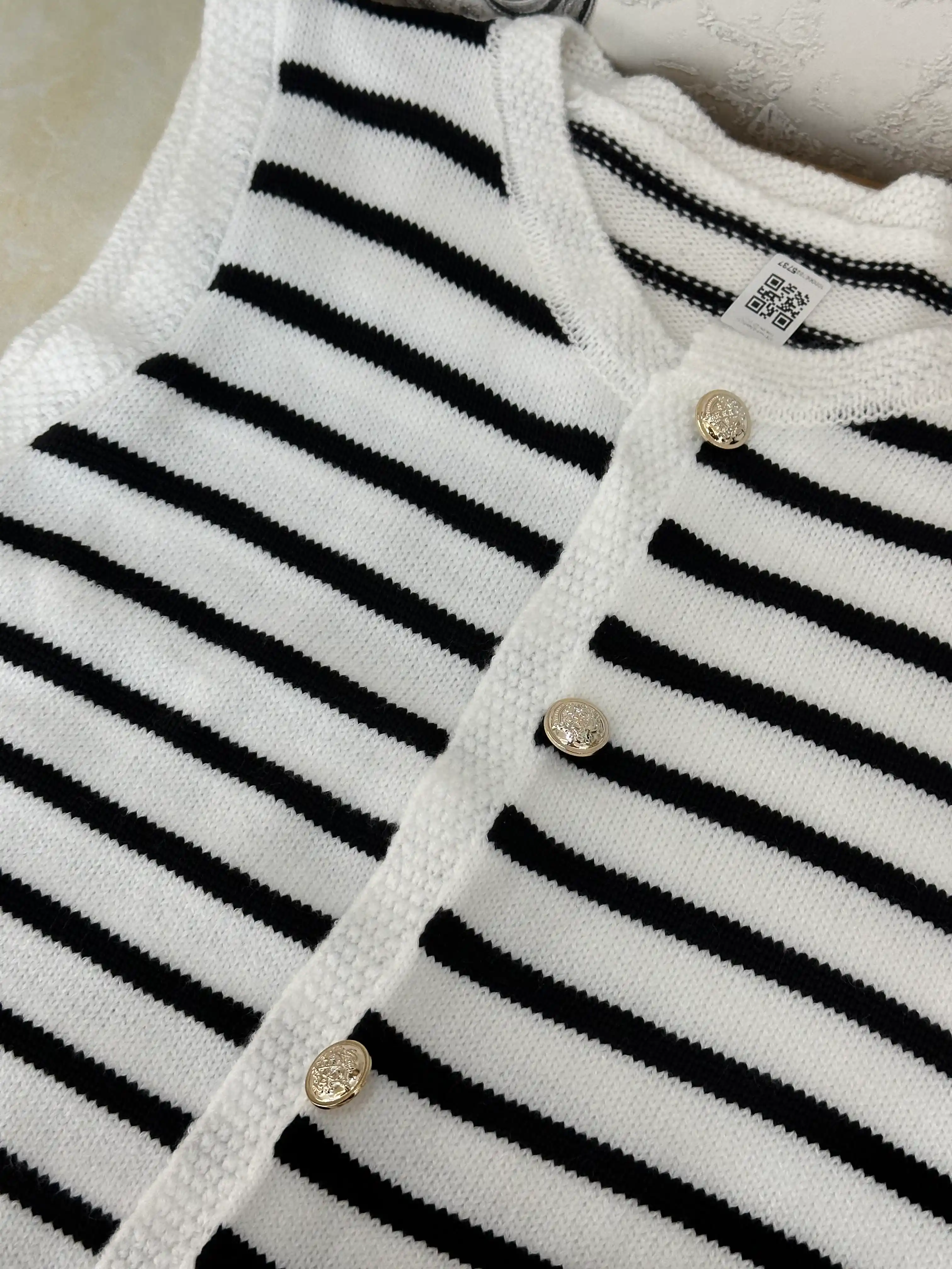Trikotaj chiziqli kardigan, ayollar kardigan