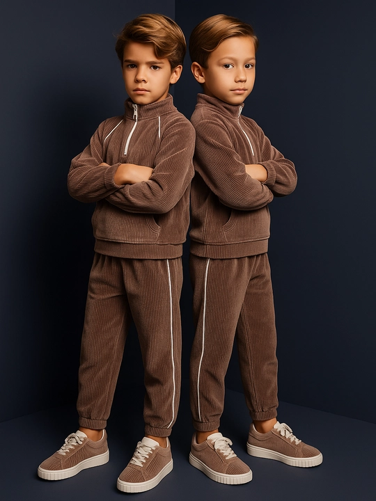Qizlar va o‘g‘il bolalar uchun velvetdan tikilgan sport kostyumi, 3-5 yosh