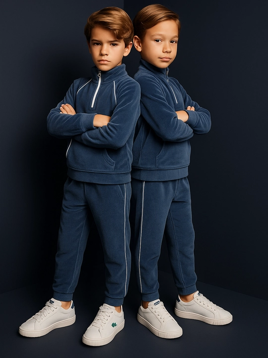 Qizlar va o‘g‘il bolalar uchun velvetdan tikilgan sport kostyumi, 3-5 yosh