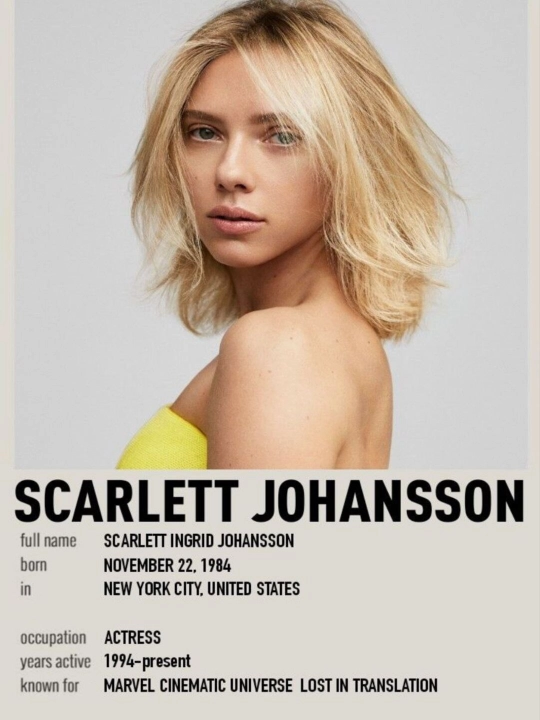 Постер-наклейка, формата A4. Scarlett J.