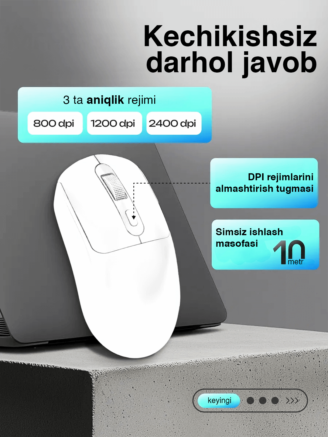 Simsiz sichqoncha kompyuter va noutbuk uchun, T-Wolf o'yin sichqonchasi, 2400 DPI