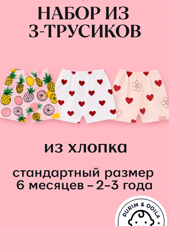 Трусики для девочек, набор 3 и 5 шт майка комплект 