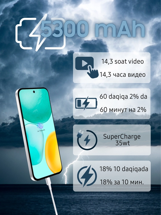 Ударопрочный смартфон HONOR X6c 6/128/256 GB, NFC, AI функции, батарея 5300 мАч