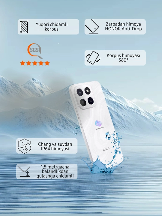 Ударопрочный смартфон HONOR X6c 6/128/256 GB, NFC, AI функции, батарея 5300 мАч