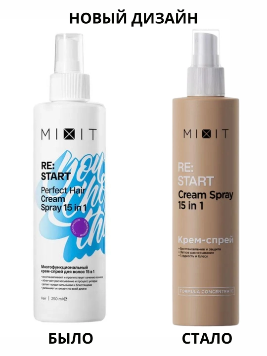 Спрей для волос термозащита несмываемый уход 15 в 1 Restart MIXIT, 250 мл