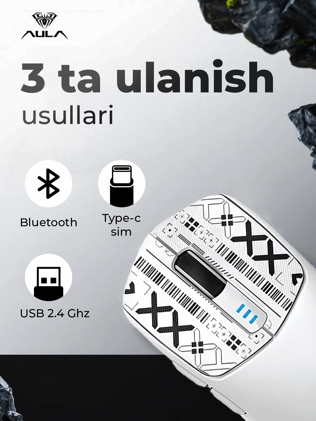 AULA SC580 kompyuter uchun simsiz sichqoncha, akkumulyatorli