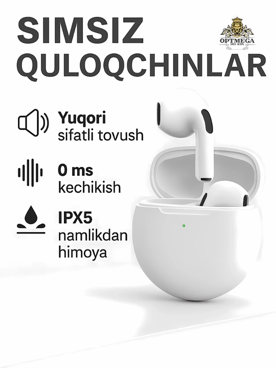 Simsiz quloqchinlar Pro 2, Pro 6, sensorli, iPhone va Android uchun