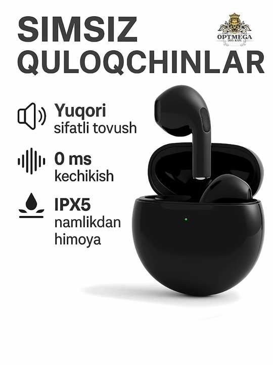 Simsiz quloqchinlar Pro 2, Pro 6, sensorli, iPhone va Android uchun