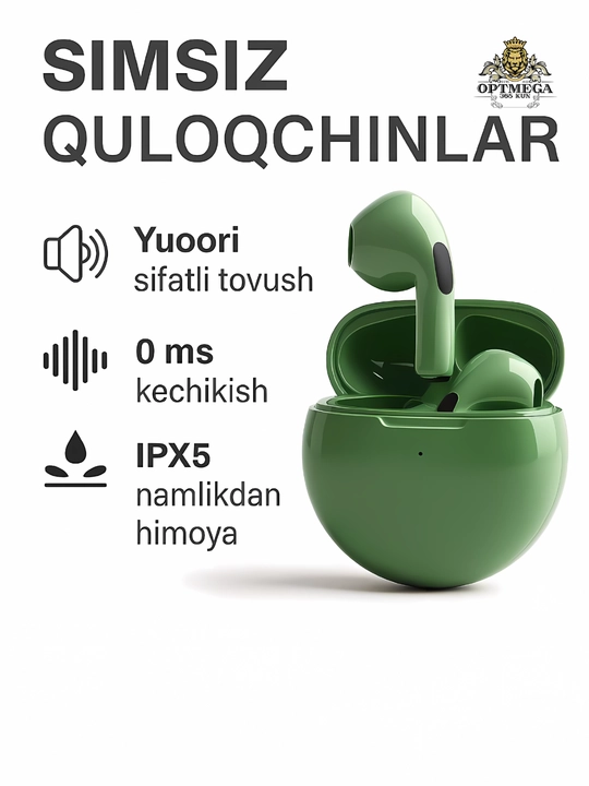 Simsiz quloqchinlar Pro 2, Pro 6, sensorli, iPhone va Android uchun - 