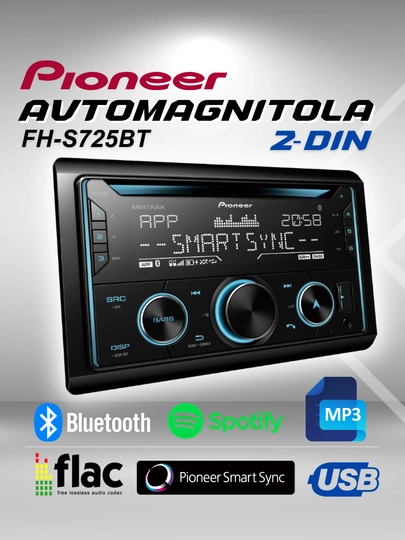 Автомагнитола Pioneer FH-S725BT, с технологией Bluetooth — 6221995-S725BT