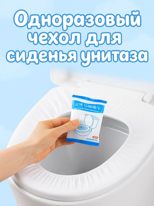 Одноразовая гигиеническая накладка, сиденье на ободок унитаза, 5 шт - 