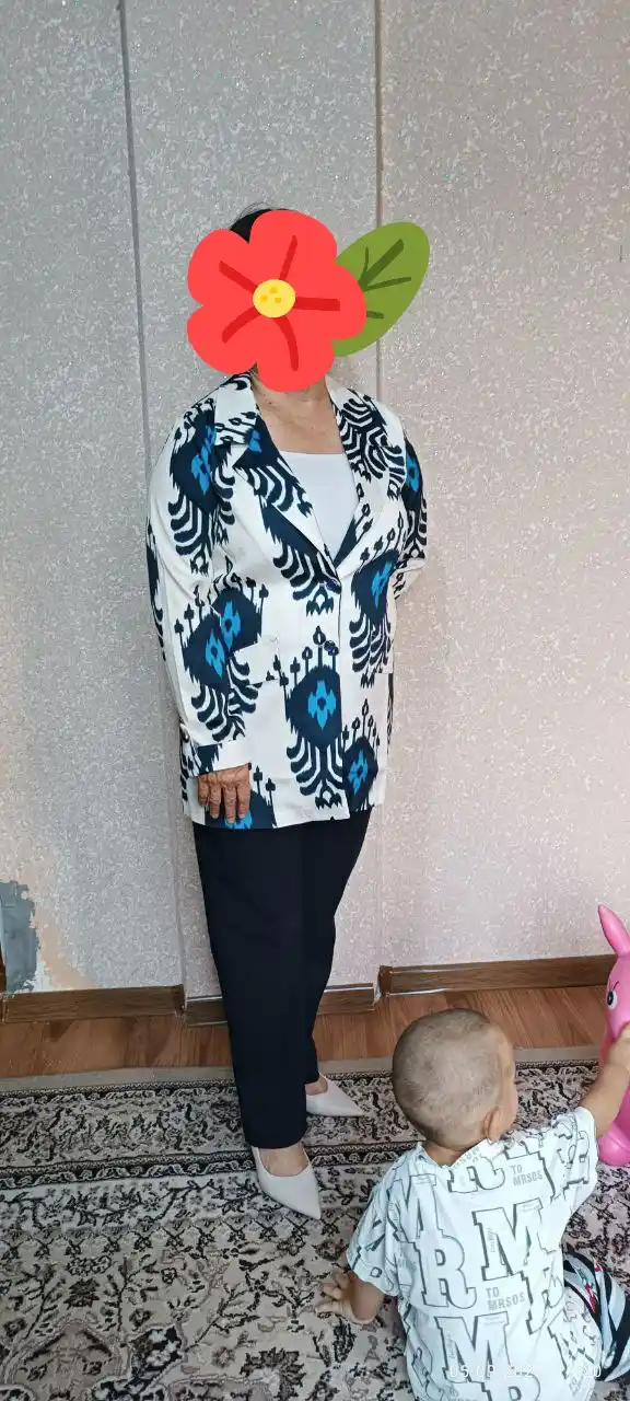 DEGO, ayollar kostyumi ikkilik: jaket va shim, ikat bosma, M-7XL o‘lchamlari