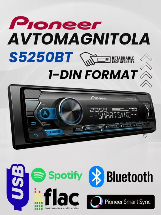 Avtomagnitola Pioneer DEH-S5250BT magnitola - 