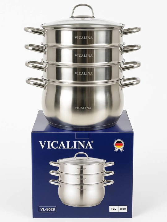 Mantiqasqon, bug‘da pishirish uchun qasqon, Vicalina 8,3 litr/26 sm, 3 ta list, 1 ta qozon