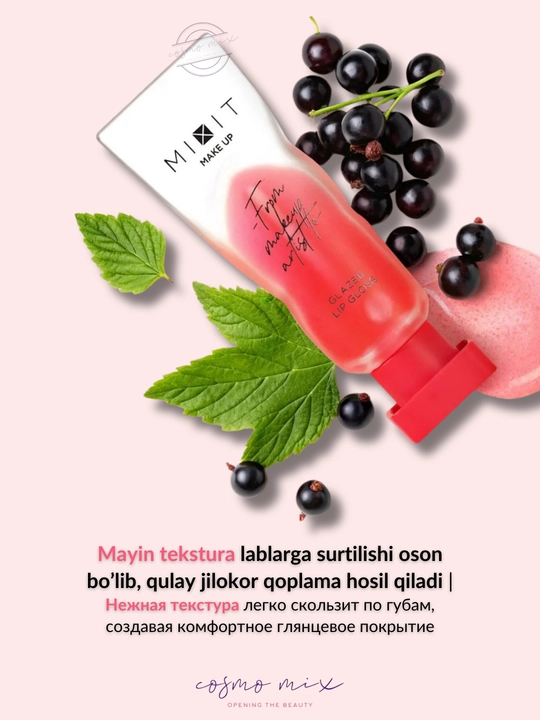 MIXIT Make Up Lip Oil Gloss - lablar uchun namlantiruvchi yaltiroq-moy