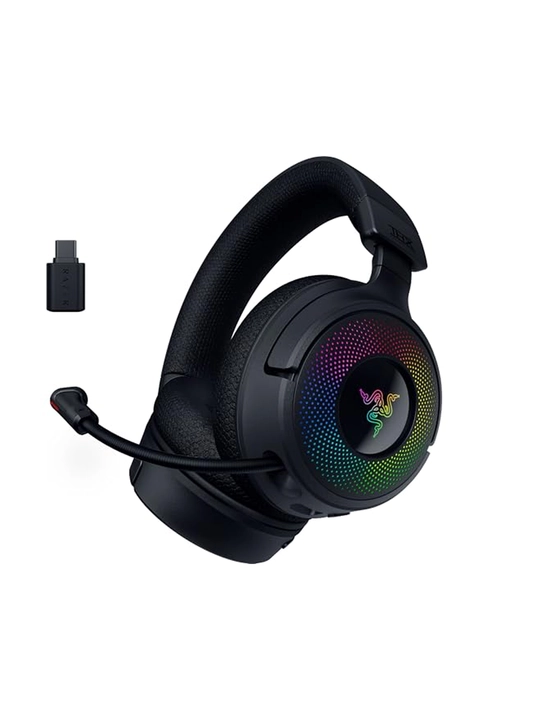 Razer Kraken V4 simsiz oʻyin minigarnituralari, USB-A/WL/BT, RGB, 70 soatgacha ishlash