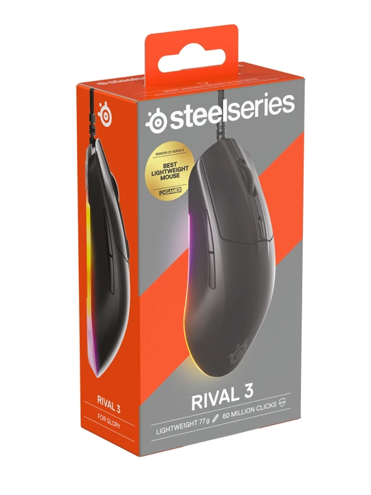 Игровая мышь SteelSeries Rival 3 Gen2, легкая, 77 гр, RGB, 60 млн нажатий