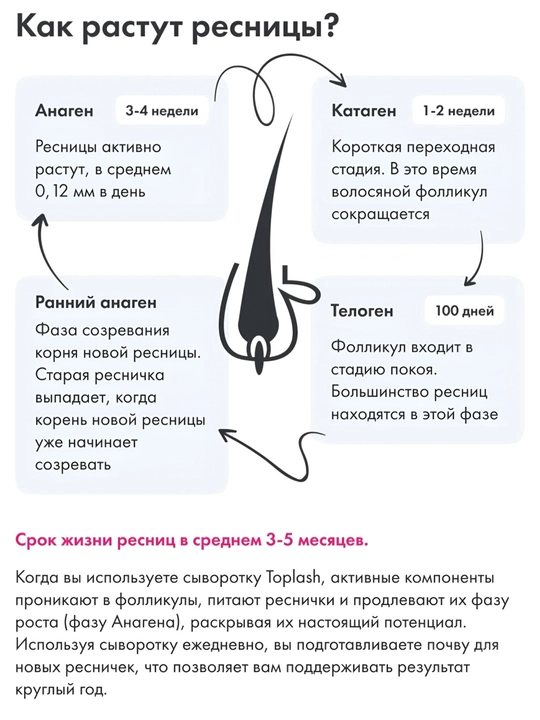 Toplash Lash & Brow Booster — сыворотка, восстановление и рост ресниц и бровей, 3 мл