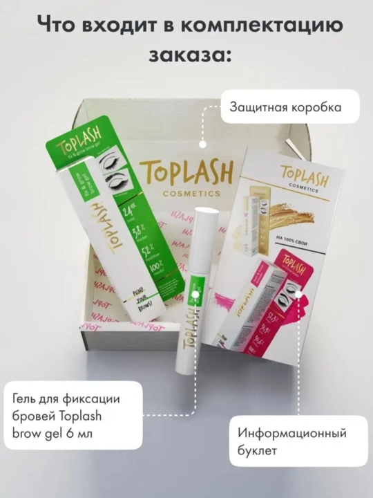 Toplash Fix & Grow Brow Gel — прозрачный гель для роста и фиксации бровей