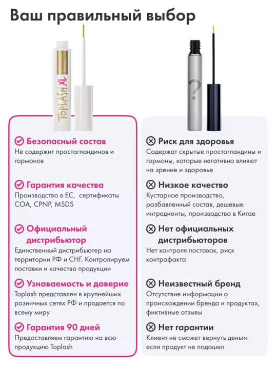 Toplash Lash Brow Booster XL средство для роста и восстановления ресниц и бровей, 6 мл