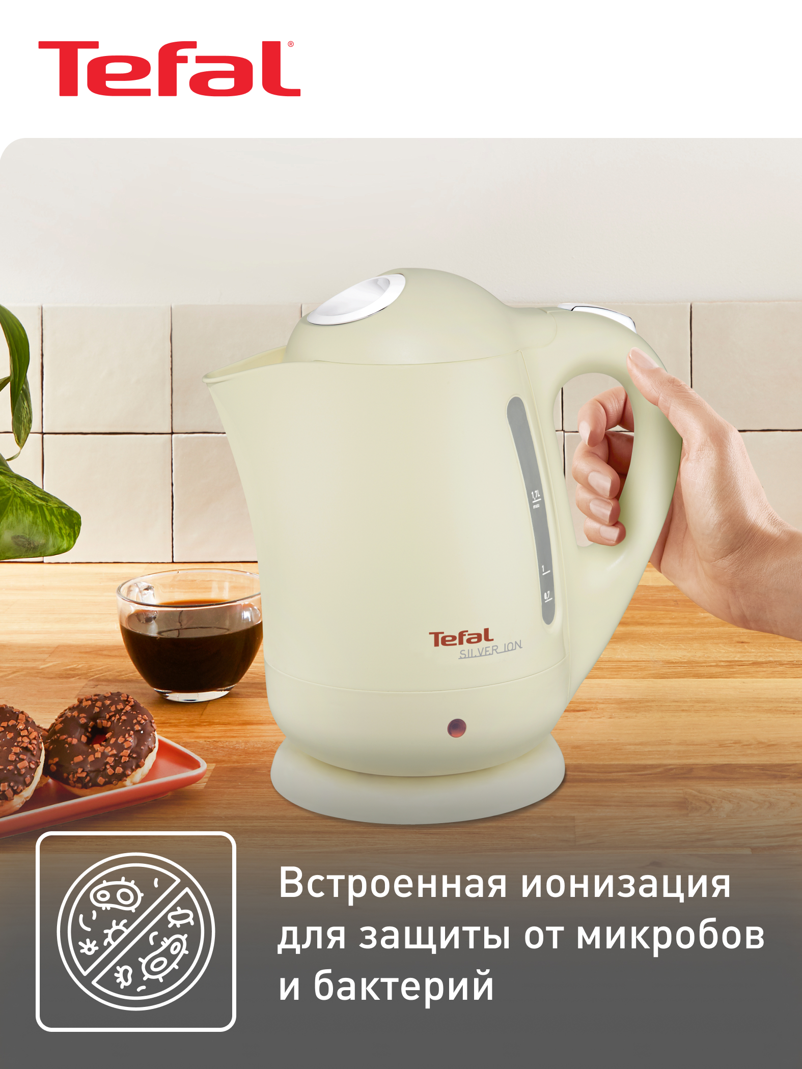 Электрический чайник TEFAL Silver Ion BF925232