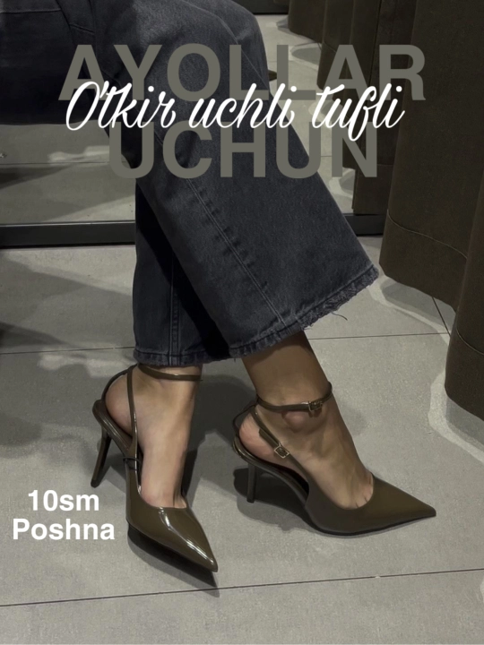 Ayollar tuflisi, ayollar poyabzali, to‘y, klassik, baland poshnali, ish uchun