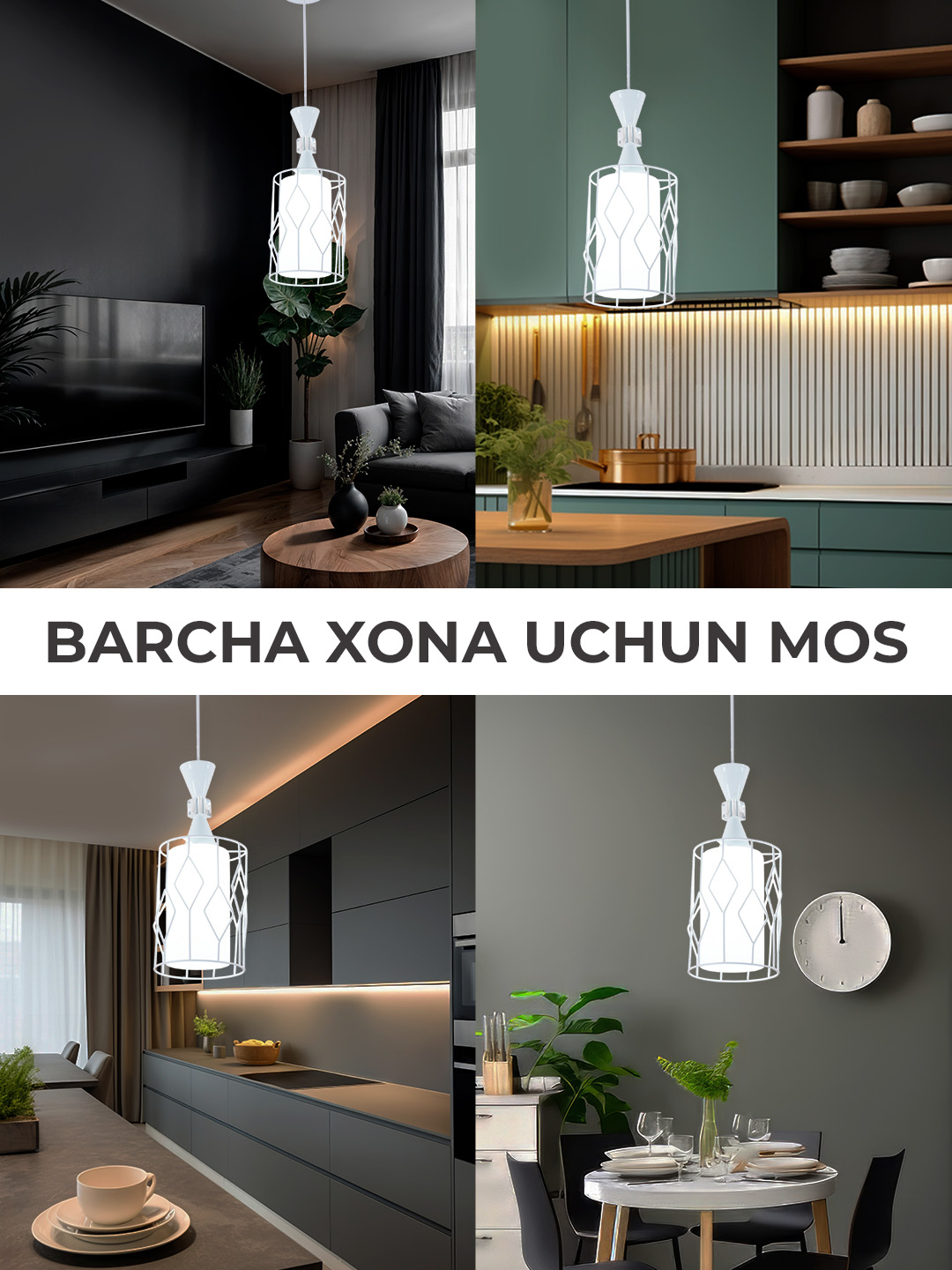 Lyustra, loft uslubida, balandligi sozlanadigan, zal, oshxona uchun plafonli, osma qandil