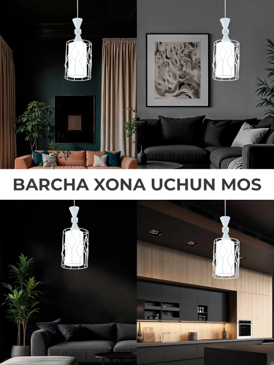 Lyustra, loft uslubida, balandligi sozlanadigan, zal, oshxona uchun plafonli, osma qandil