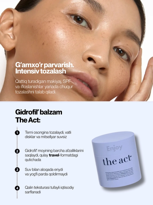 Gidrofilli balzami bilan yuz yuvish The Act, makiyaj va SPF ni olib tashlash uchun