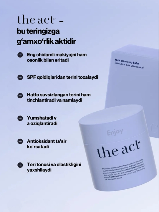 Gidrofilli balzami bilan yuz yuvish The Act, makiyaj va SPF ni olib tashlash uchun