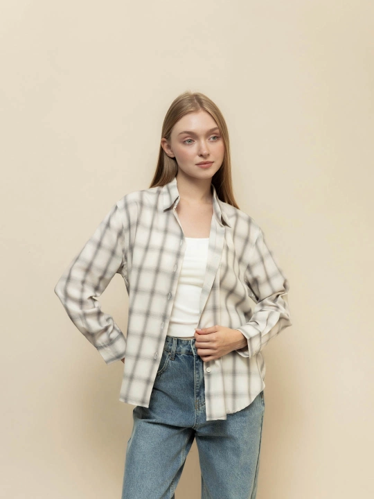 Рубашка прямого силуэта в клетку JUST JT8501-10229