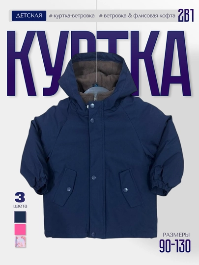 Детская куртка ветровка 2 в1, размеры 90-150 весенняя куртка для мальчиков и девочек