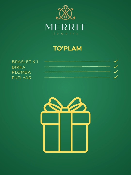 Ayollar uchun tilla taqinchoqlar to'plami, braslet + uzuk + zirak, 585 proba, M09K