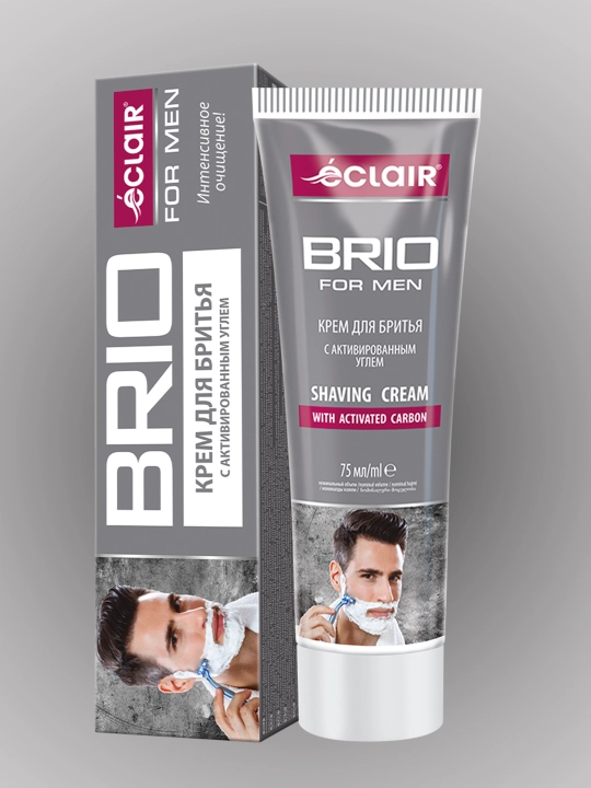 BRIO FOR MEN Крем для бритья с активированным углем (интенсивное очищение) - 75 мл - 