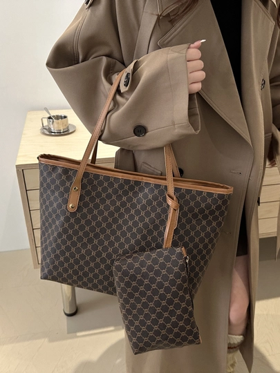 Женская сумка тоут большая, гуччи, Gucci, А4, шоппер для девушек 2 в 1 с косметичкой