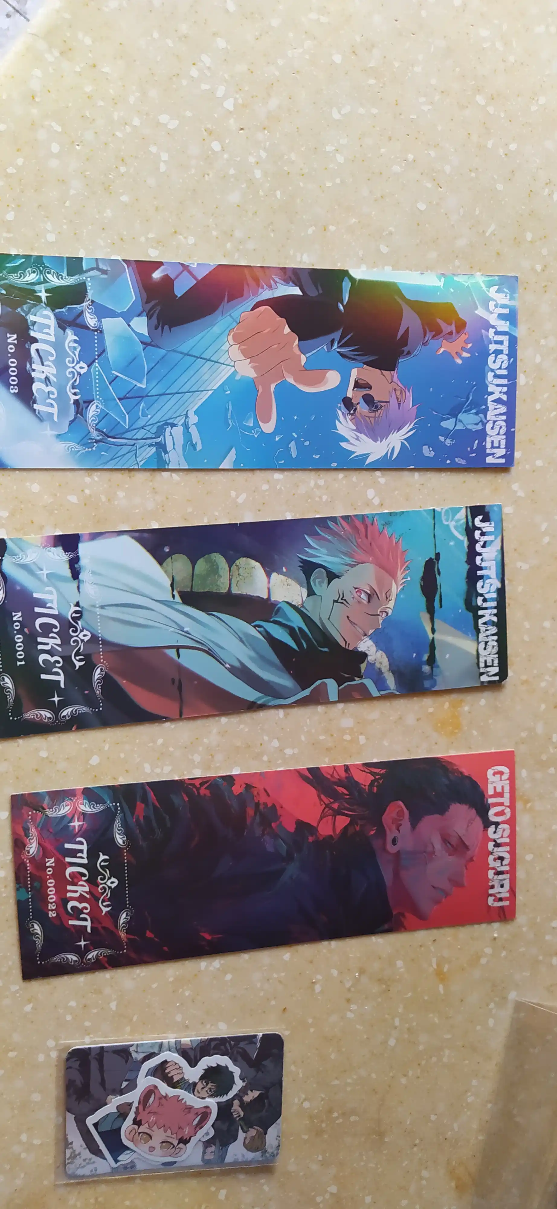 "Sehrli jang" anime xatcho'plari to'plami, 3 dona va 2 ta lomo kartasi