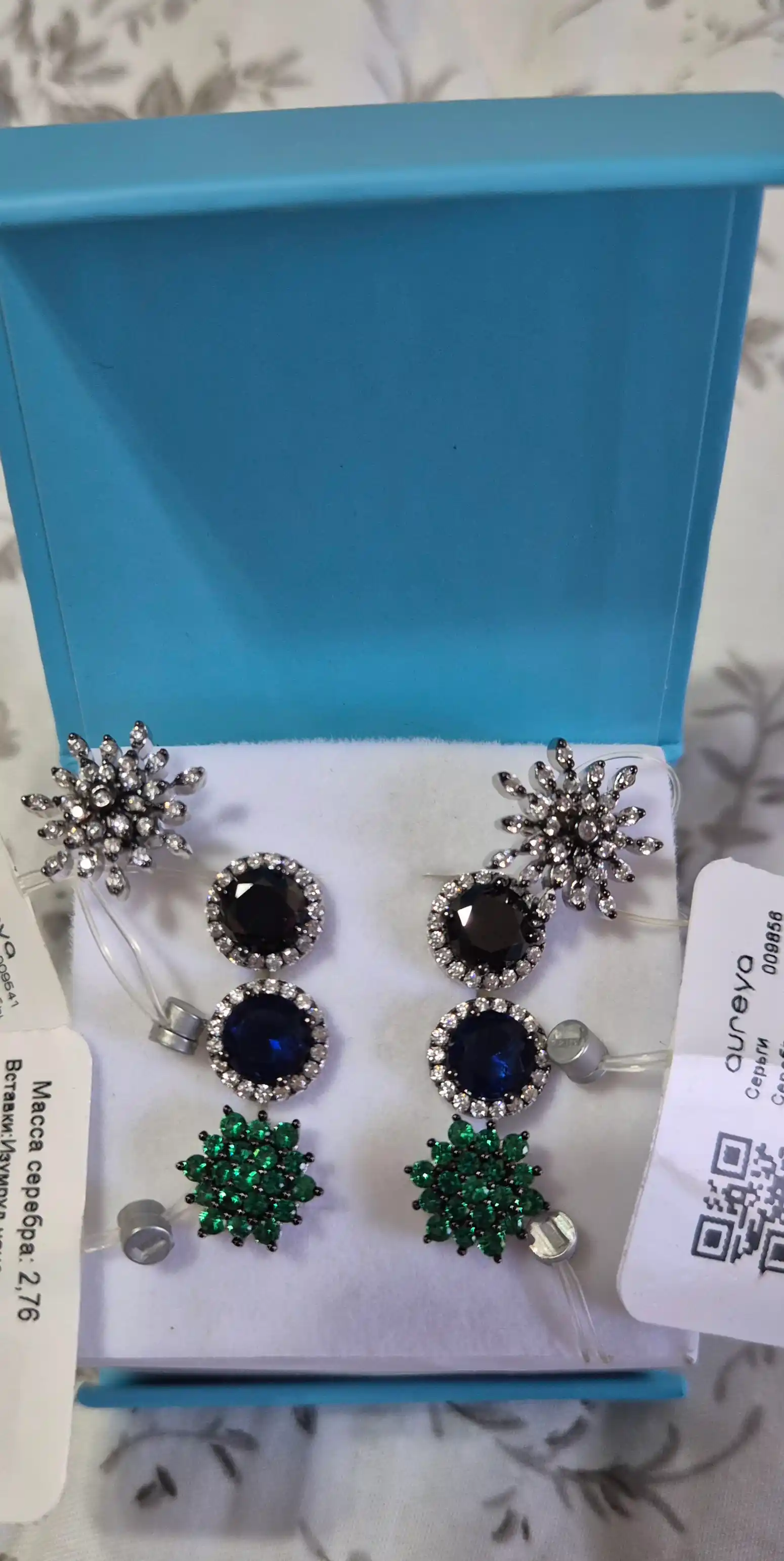 Серьги из серебра 925 пробы с родием, вставки: Фианит OS00094E-0S-Z00