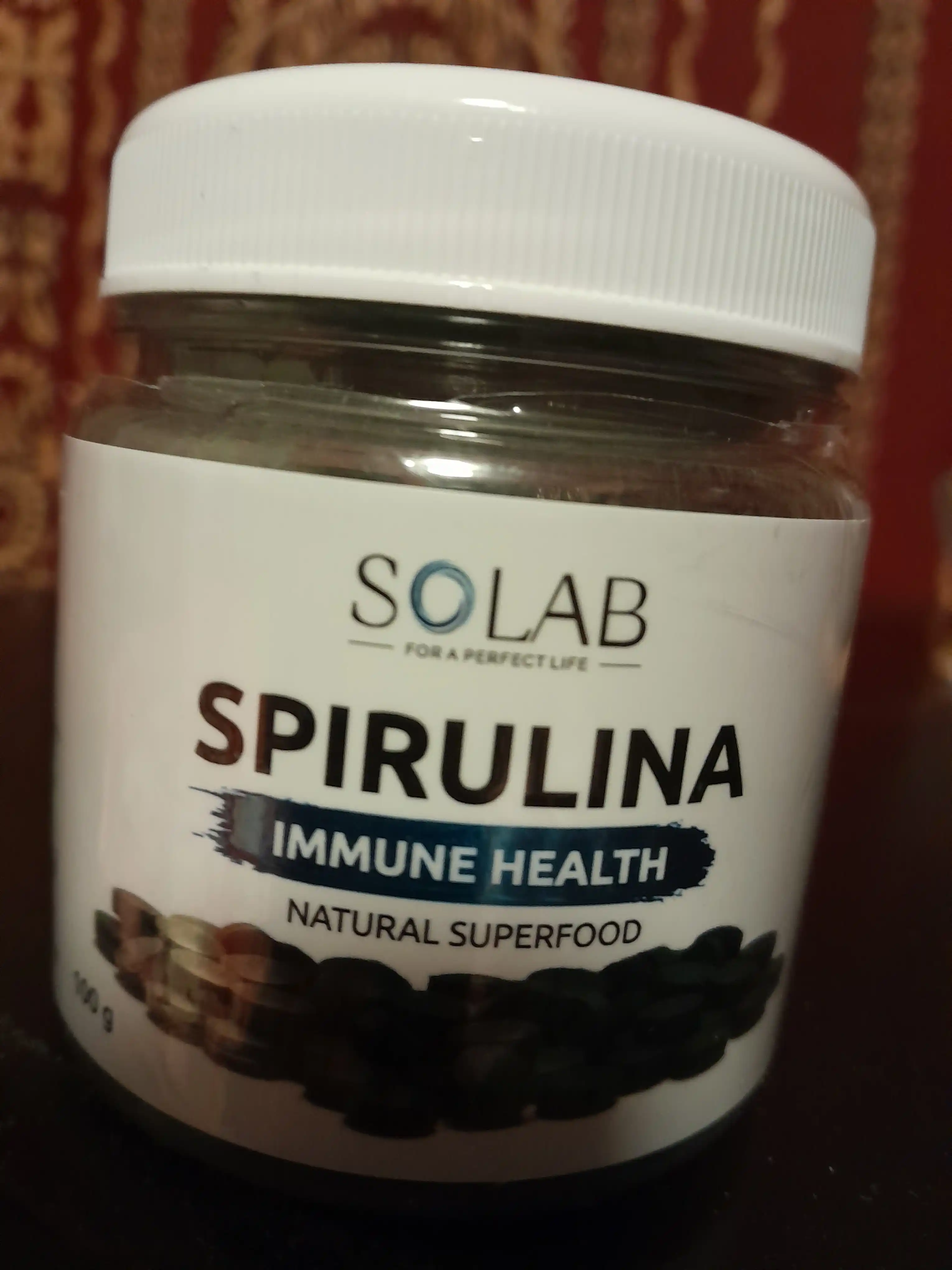 Spirulina tabletkalarda, SOLAB, 100 g, 200 dona
