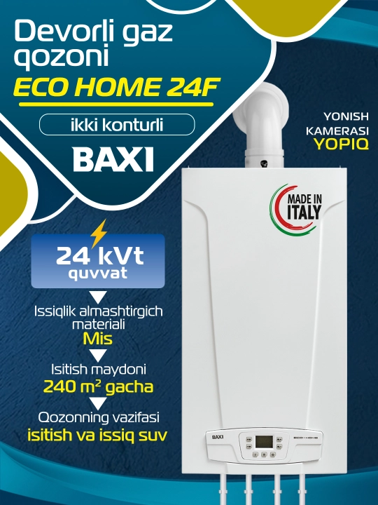 Ikki pallali qozon gaz BAXI ECO HOME 24