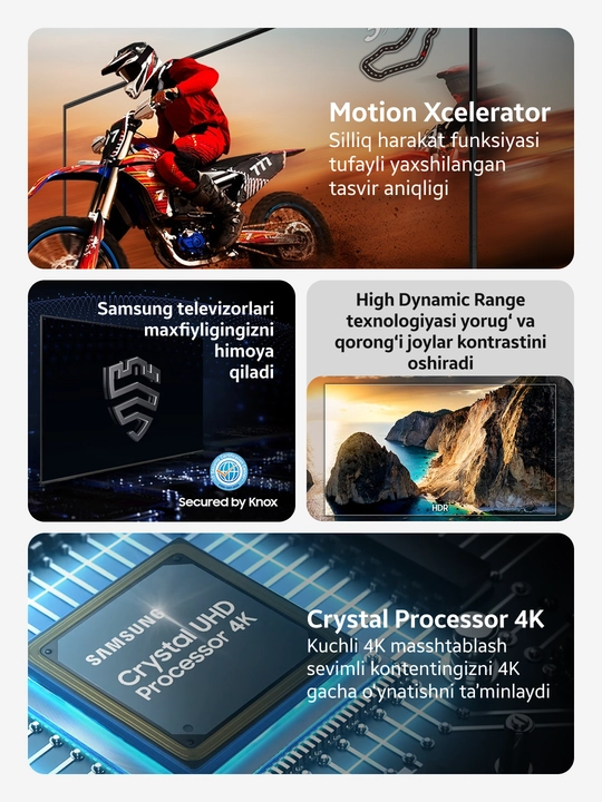 Телевизор Samsung Smart TV Crystal UHD U8001F 4K 43"-55", One UI Tizen, дизайн MetalStream