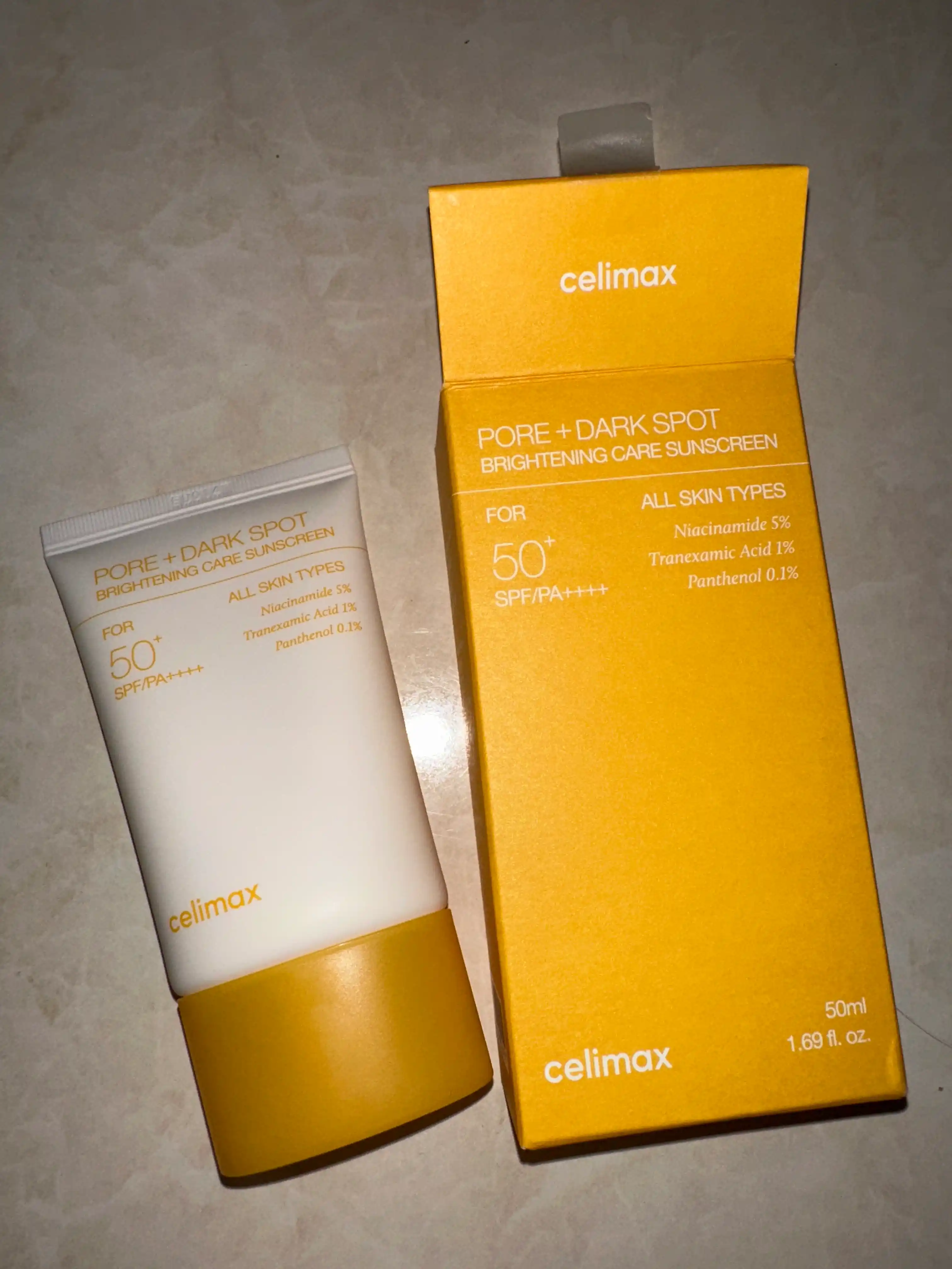 Celimax Pore+Dark Spot Sunscreen SPF50+ yorug‘lashtiruvchi va quyoshdan himoyalovchi krem