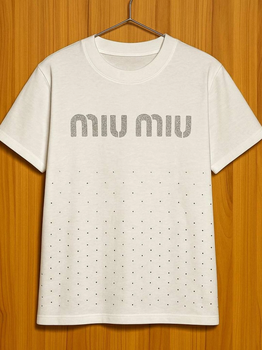 Комплект Miu Miu для девочек: белая футболка и чёрные брюки-клеш