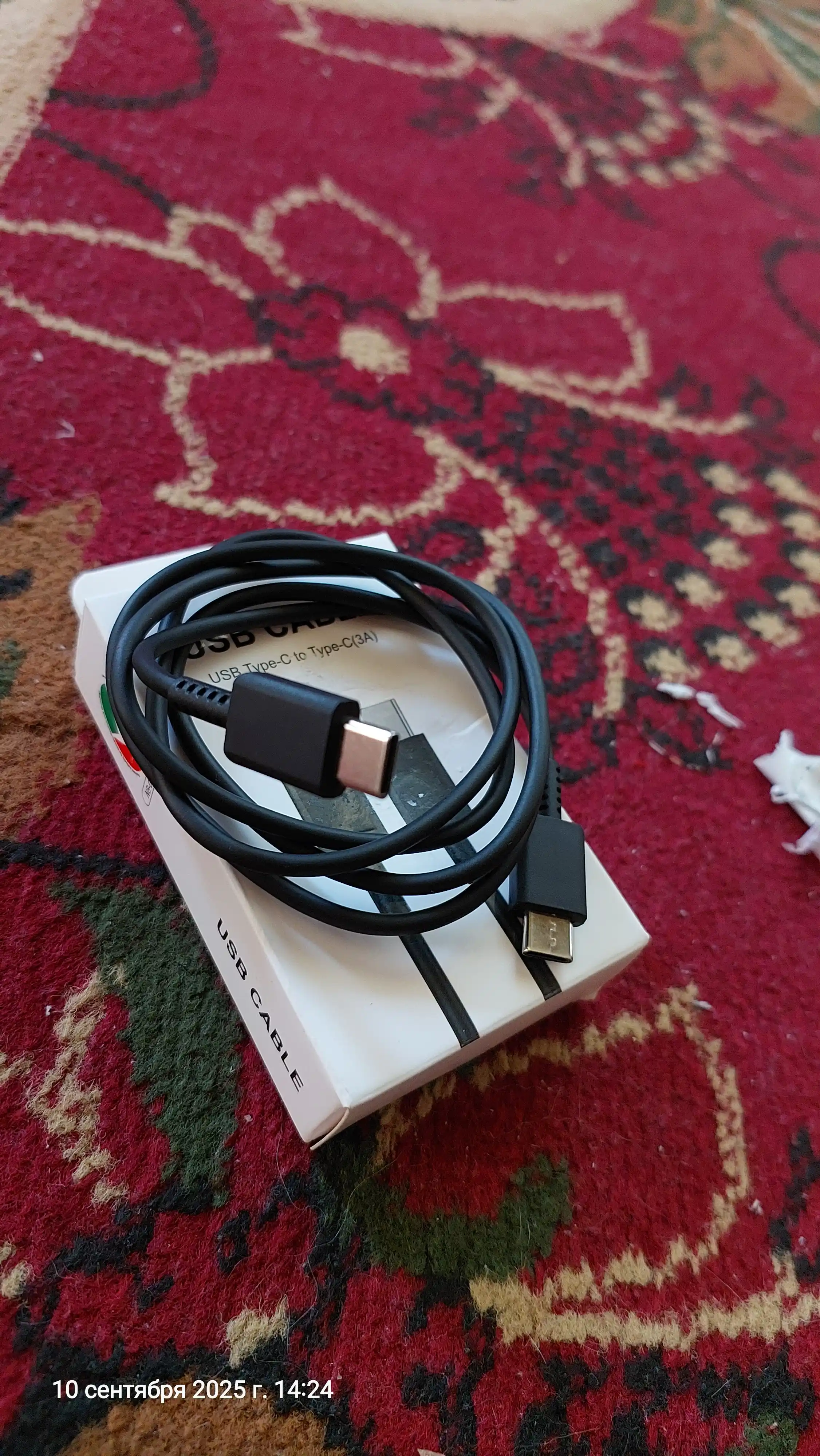 Type-C to Type-C kabel, 1 metr, tez zaryadlovchi, qora rang, kuchli himoy