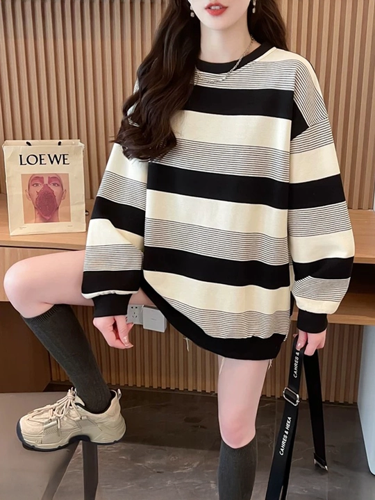 Chiziqli oversize kofta
