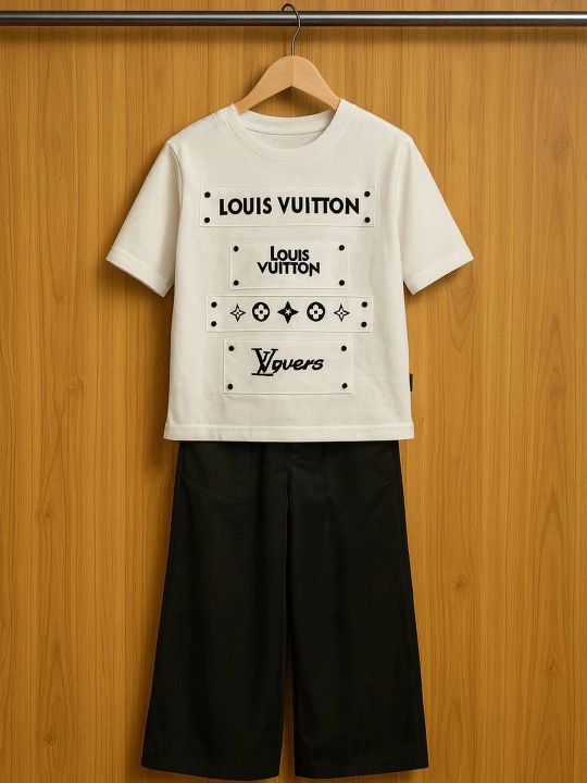 Louis Vuitton qizlar uchun futbolka va shim to‘plami