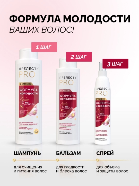 Женский бальзам для волос профессиональный Прелесть Professional Формула молодости 380 мл