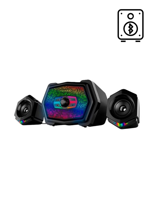 Sabvufer Microlab U220 / 2.1 / 10 Vt RMS (2×2,5 Vt + 5 Vt) / AUX / Bluetooth / USB / FM