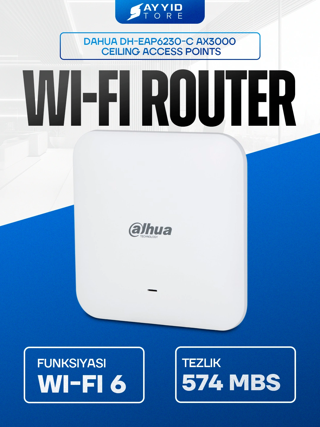 Dahua Ap Router Router Dahua DH-EAP6230-C AX3000 Ceiling Access Points 1356000 so'mga 7 ...